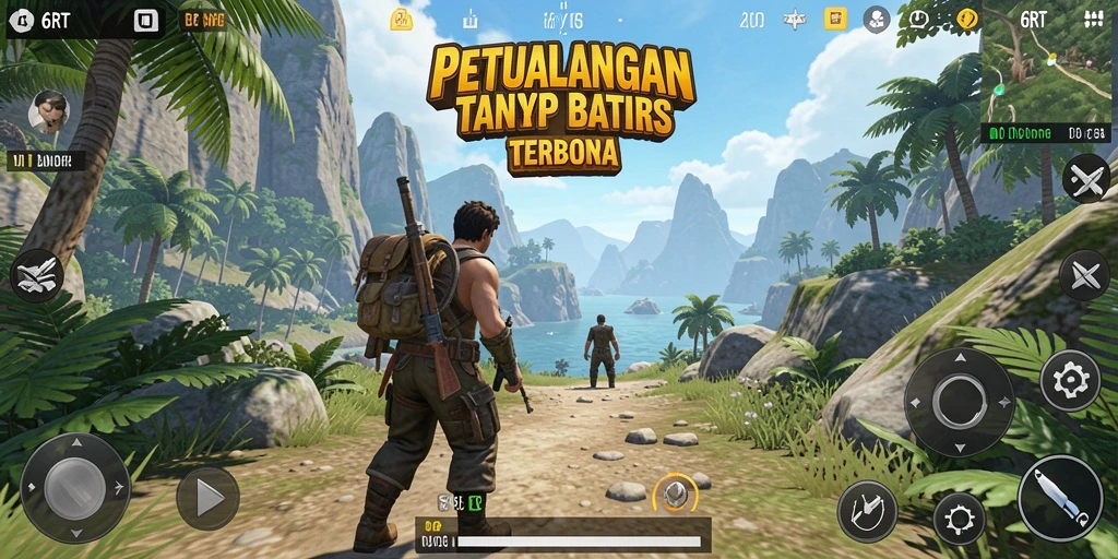Screenshot gameplay menunjukkan petualangan mendalam di dunia terbuka.