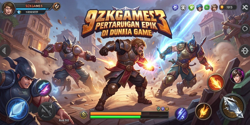 Gameplay menegangkan dalam 9ZKGAMES dengan karakter bertarung.