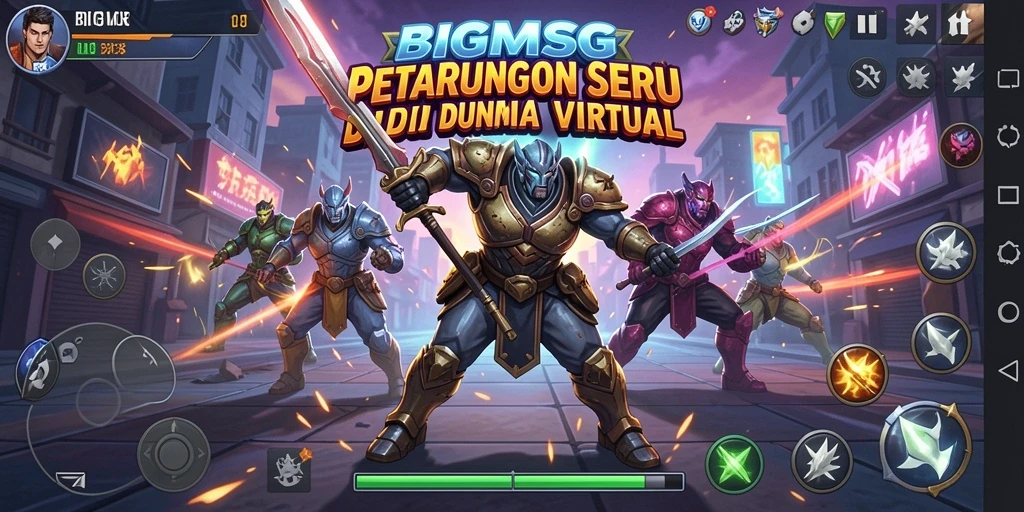 Tampilan gameplay BIGMSG yang penuh aksi pertarungan.