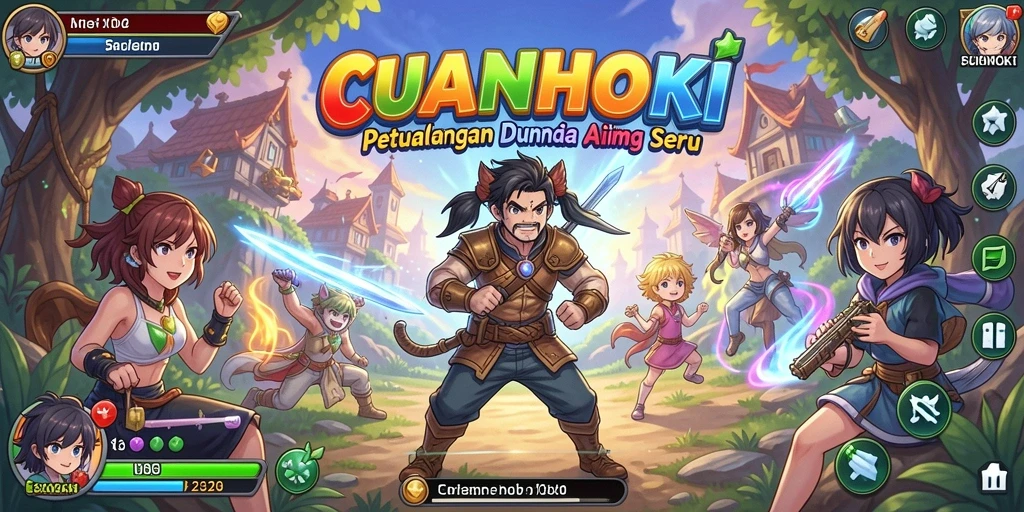 Screenshot gameplay CUANHOKI menampilkan aksi karakter anime yang menawan.