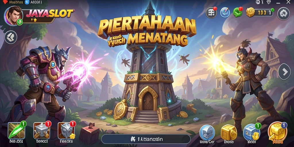 Screenshot gameplay JAYASLOT yang menunjukkan pertarungan seru Tower Defense.
