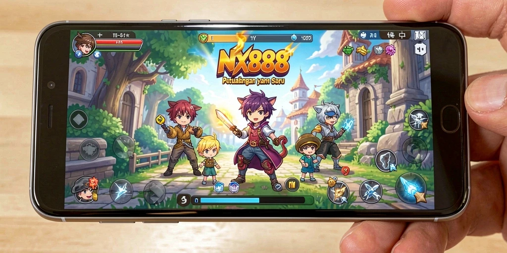 Screenshot NX888 menampilkan aksi seru karakter Anime dalam pertempuran.